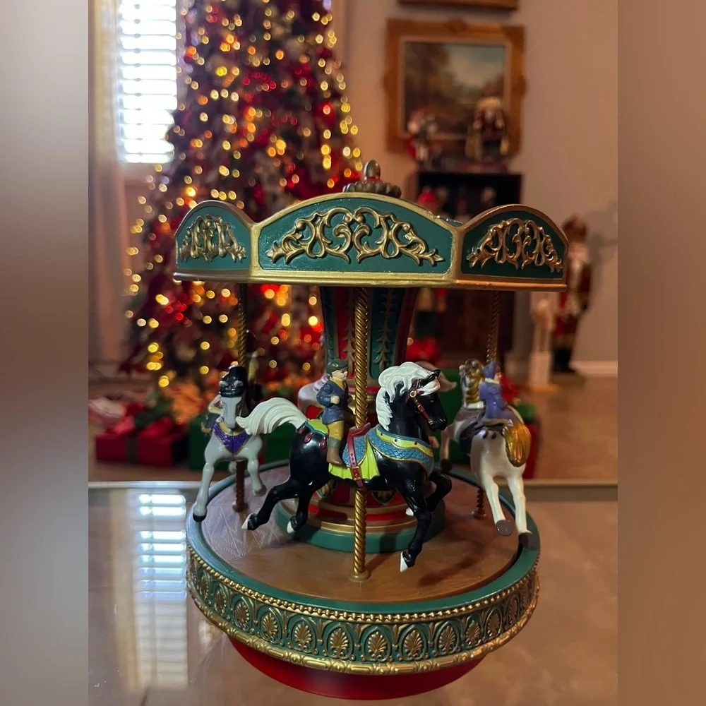 Vintage Mr Christmas Animated Holiday Carousel Merry Go Round Musical